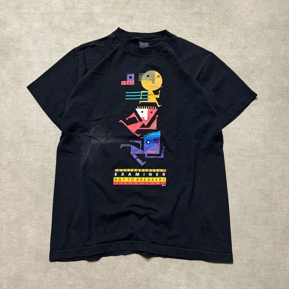 Vtg 90s 1996 Examiner Bay to Breakers Tshirt‎ Men Large Single Running Race Cali